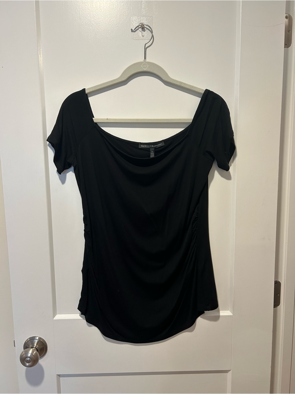 White House Black Market Black Scoop-Neck Short Sleeve Top